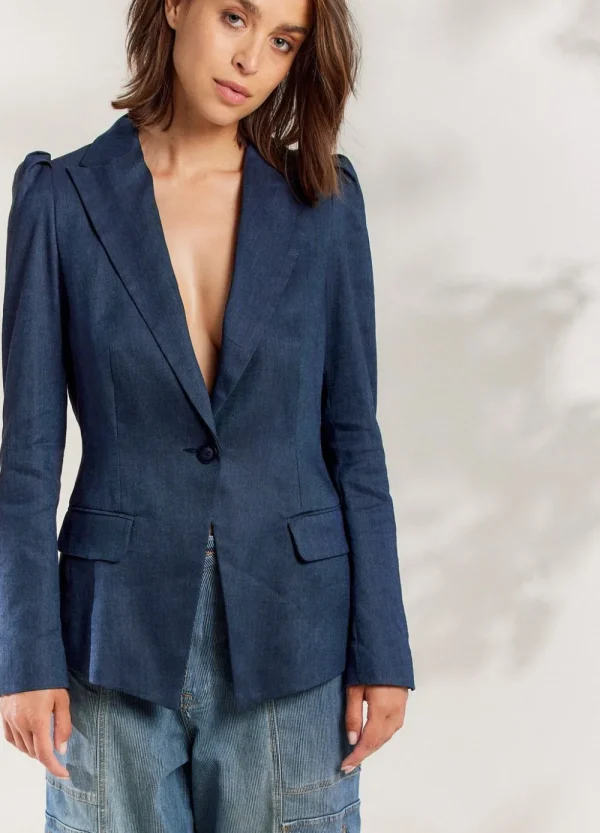 Vrouwen Summum Woman Blazers & Jasjes | Blazer Met Gepofte Mouw