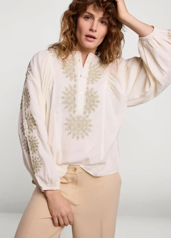 Vrouwen Summum Woman Blouses | Blouse Met Gouden Borduursels