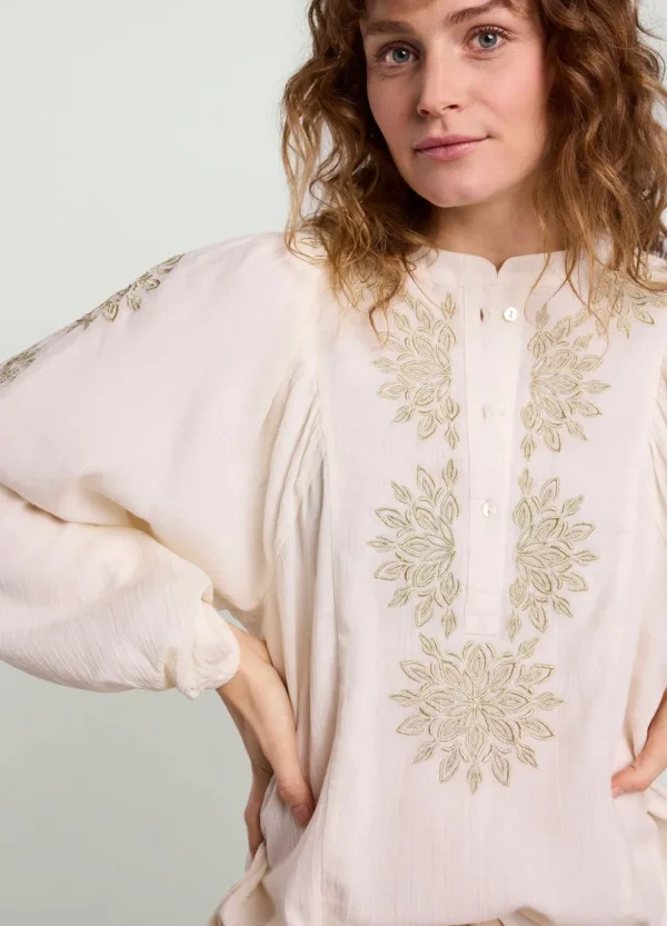 Vrouwen Summum Woman Blouses | Blouse Met Gouden Borduursels