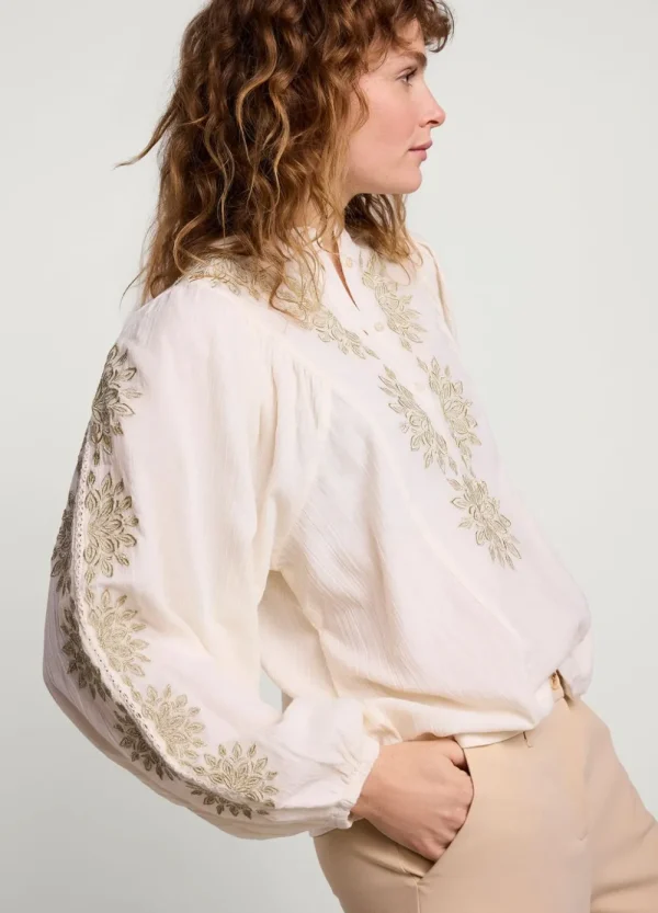 Vrouwen Summum Woman Blouses | Blouse Met Gouden Borduursels