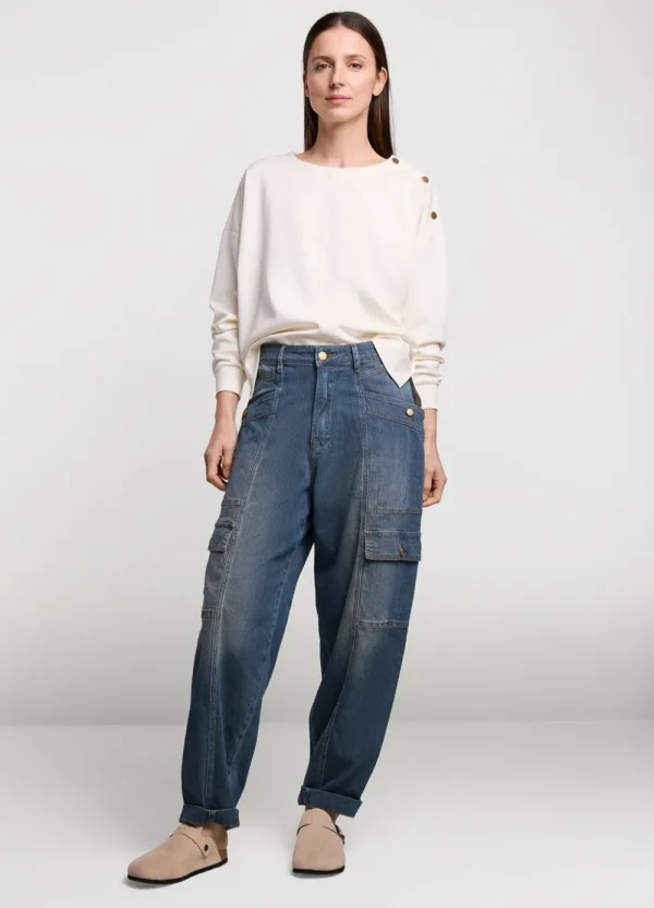 Vrouwen Summum Woman Jeans | Gestreepte Cargo Jeans