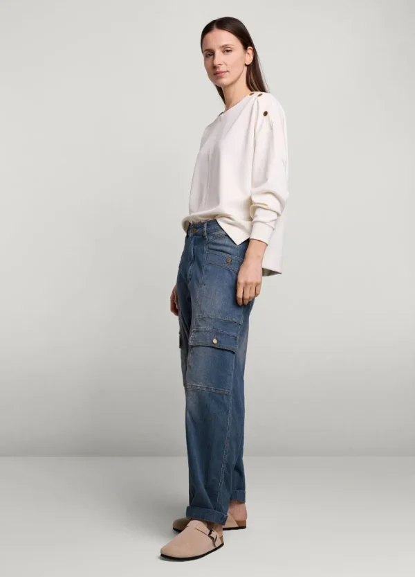 Vrouwen Summum Woman Jeans | Gestreepte Cargo Jeans