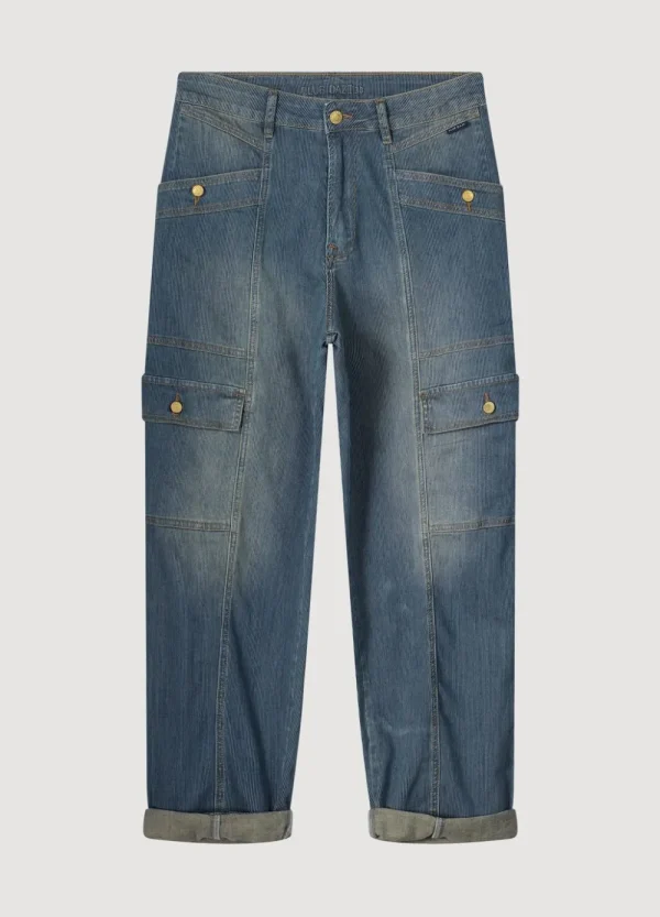 Vrouwen Summum Woman Jeans | Gestreepte Cargo Jeans