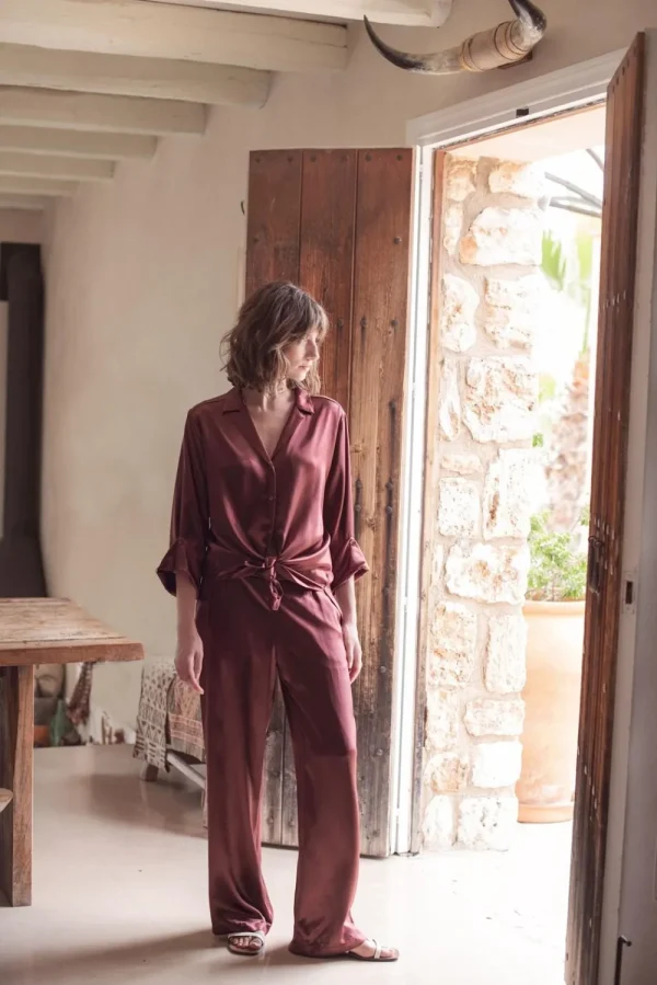 Vrouwen Summum Woman Broeken & Jumpsuits | Glanzende Rechte Broek