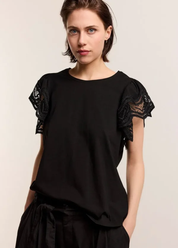 Vrouwen Summum Woman Tops & T-Shirts | Jersey Top Met Kant