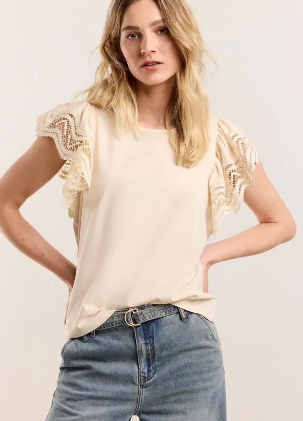 Vrouwen Summum Woman Tops & T-Shirts | Jersey Top Met Kant
