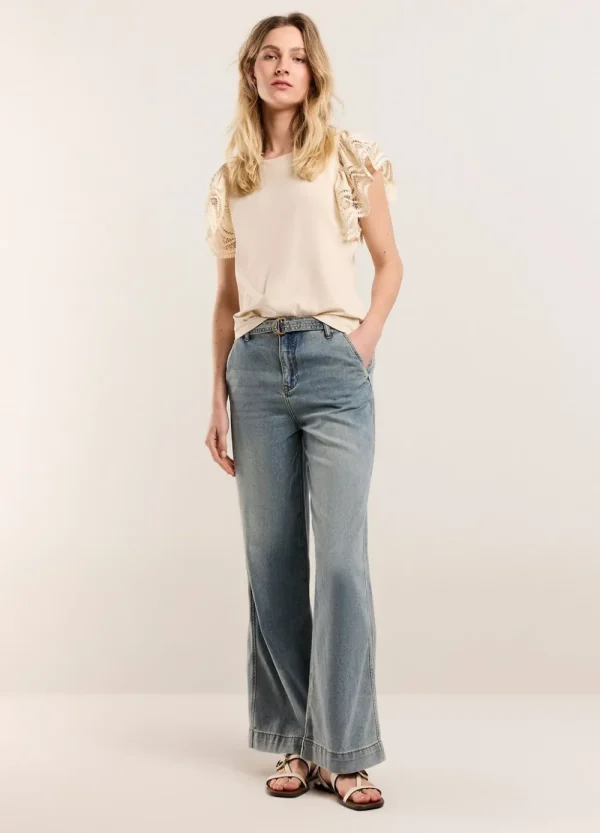 Vrouwen Summum Woman Tops & T-Shirts | Jersey Top Met Kant