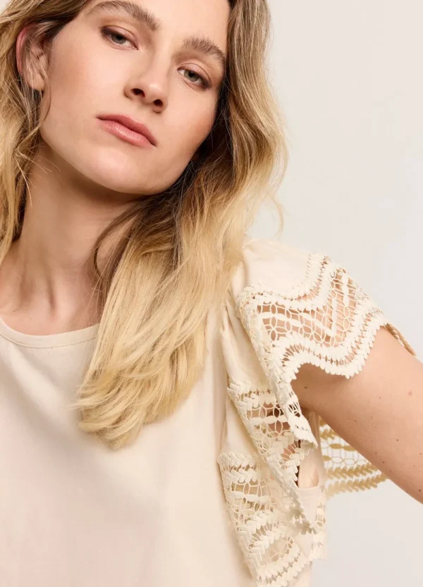 Vrouwen Summum Woman Tops & T-Shirts | Jersey Top Met Kant