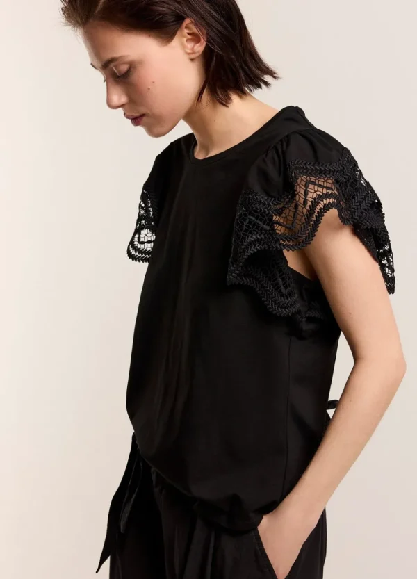 Vrouwen Summum Woman Tops & T-Shirts | Jersey Top Met Kant