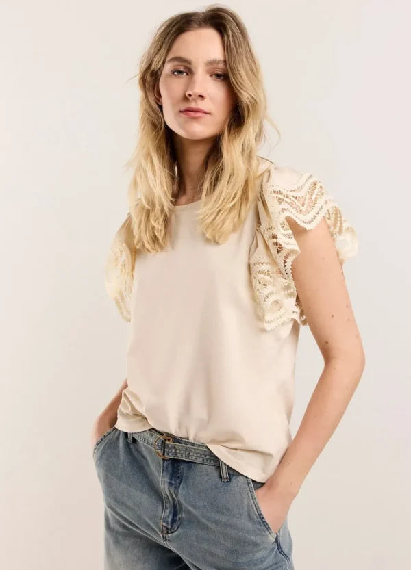 Vrouwen Summum Woman Tops & T-Shirts | Jersey Top Met Kant