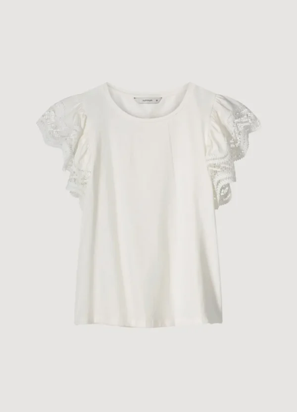 Vrouwen Summum Woman Tops & T-Shirts | Jersey Top Met Kant