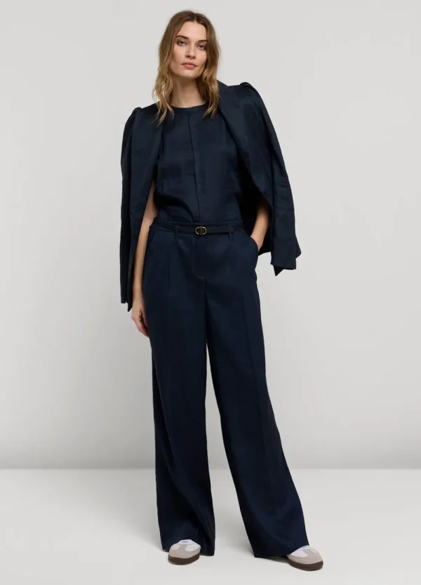 Vrouwen Summum Woman Broeken & Jumpsuits | Linnen Broek Wijde Pijpen