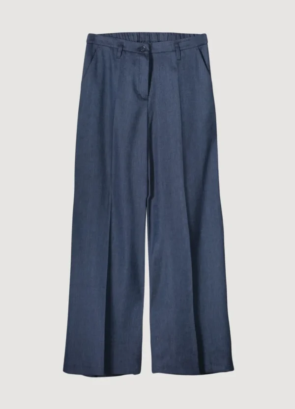 Vrouwen Summum Woman Broeken & Jumpsuits | Linnen Broek Wijde Pijpen