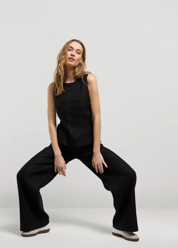 Vrouwen Summum Woman Broeken & Jumpsuits | Linnen Broek Wijde Pijpen