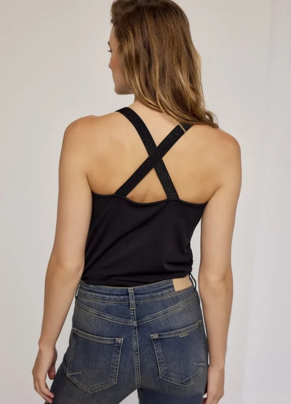 Vrouwen Summum Woman Tops & T-Shirts | Luxury Basic Singlettop Met Gekruiste Schouderbanden