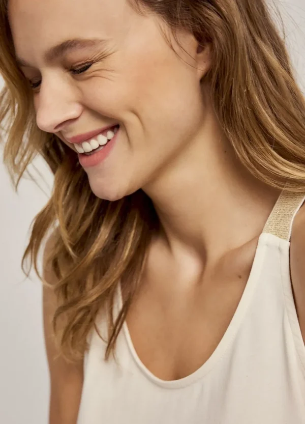 Vrouwen Summum Woman Tops & T-Shirts | Luxury Basic Singlettop Met Gekruiste Schouderbanden