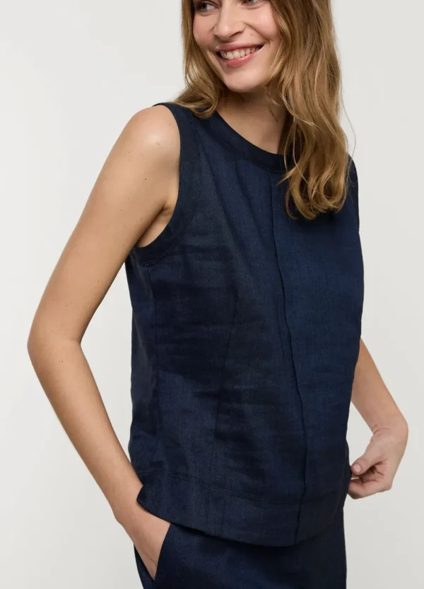 Vrouwen Summum Woman Tops & T-Shirts | Mouwloze Top Linnenmix