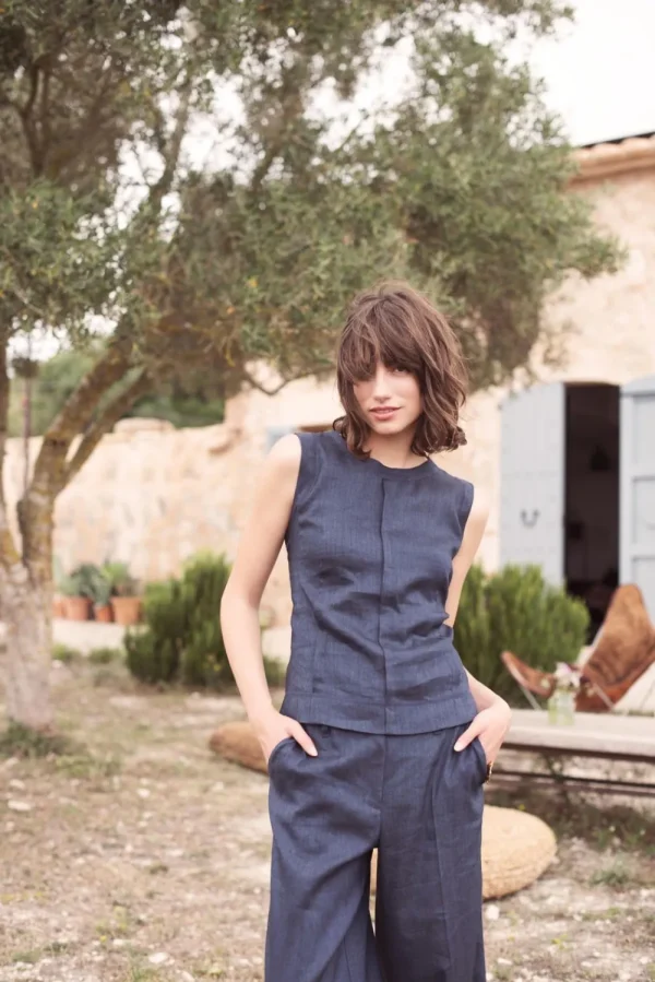 Vrouwen Summum Woman Tops & T-Shirts | Mouwloze Top Linnenmix