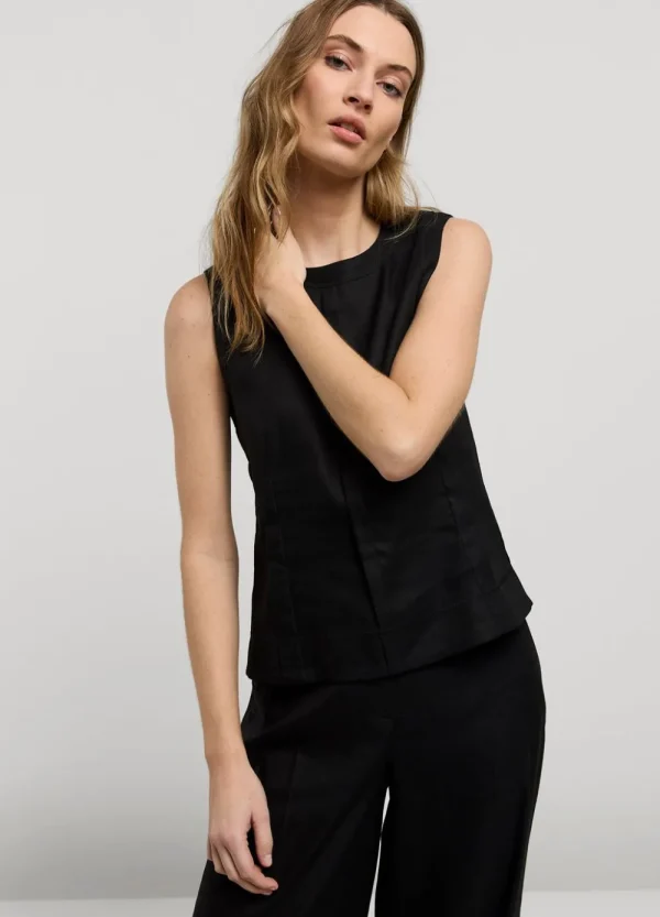 Vrouwen Summum Woman Tops & T-Shirts | Mouwloze Top Linnenmix