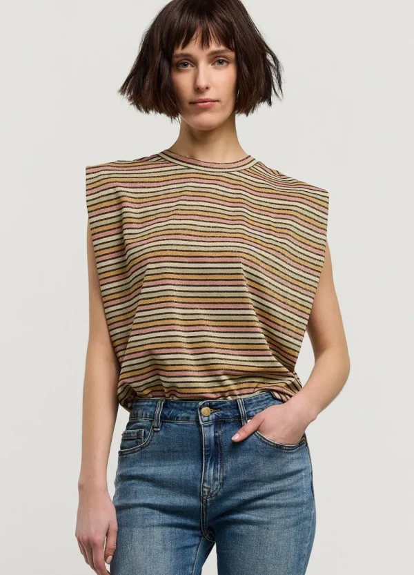 Vrouwen Summum Woman Tops & T-Shirts | Mouwloze Top Met Streepjes
