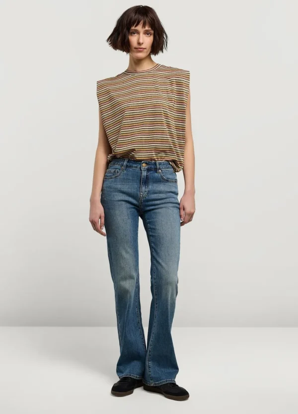 Vrouwen Summum Woman Tops & T-Shirts | Mouwloze Top Met Streepjes