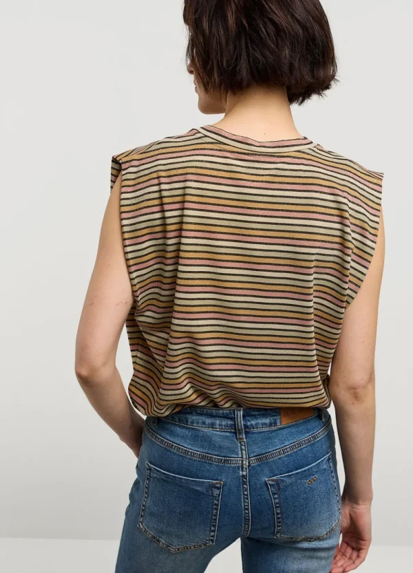 Vrouwen Summum Woman Tops & T-Shirts | Mouwloze Top Met Streepjes