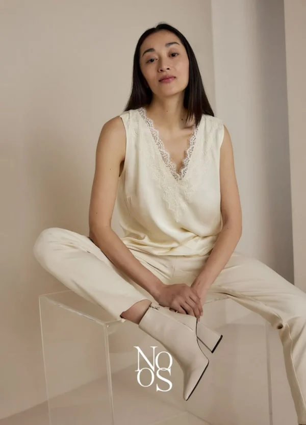 Vrouwen Summum Woman Tops & T-Shirts | Satijnen Top Met Kant