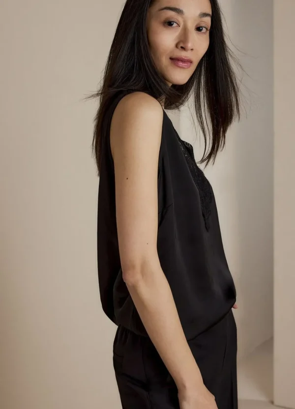 Vrouwen Summum Woman Tops & T-Shirts | Satijnen Top Met Kant