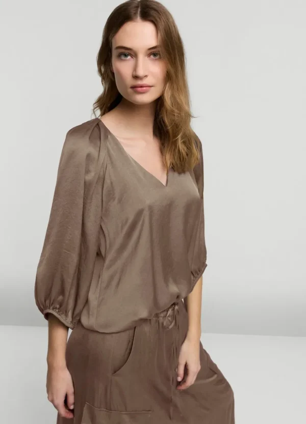 Vrouwen Summum Woman Tops & T-Shirts | Satijnen Top V-Hals