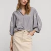 Vrouwen Summum Woman Tops & T-Shirts | Streepjestop Met Bloemen