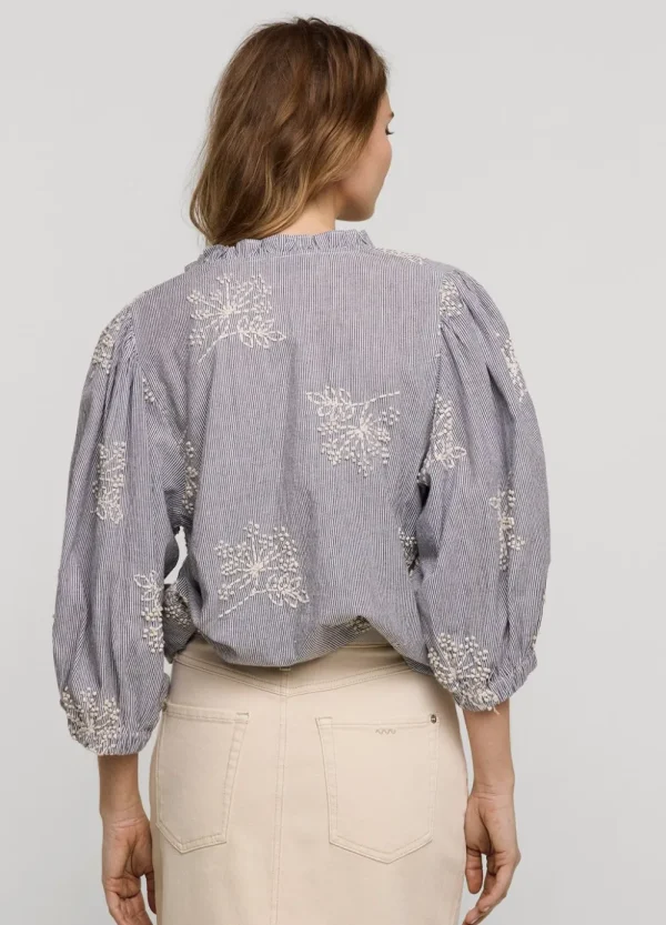 Vrouwen Summum Woman Tops & T-Shirts | Streepjestop Met Bloemen