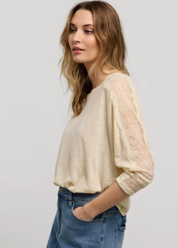 Vrouwen Summum Woman Tops & T-Shirts | Top Met Kanten Mouw