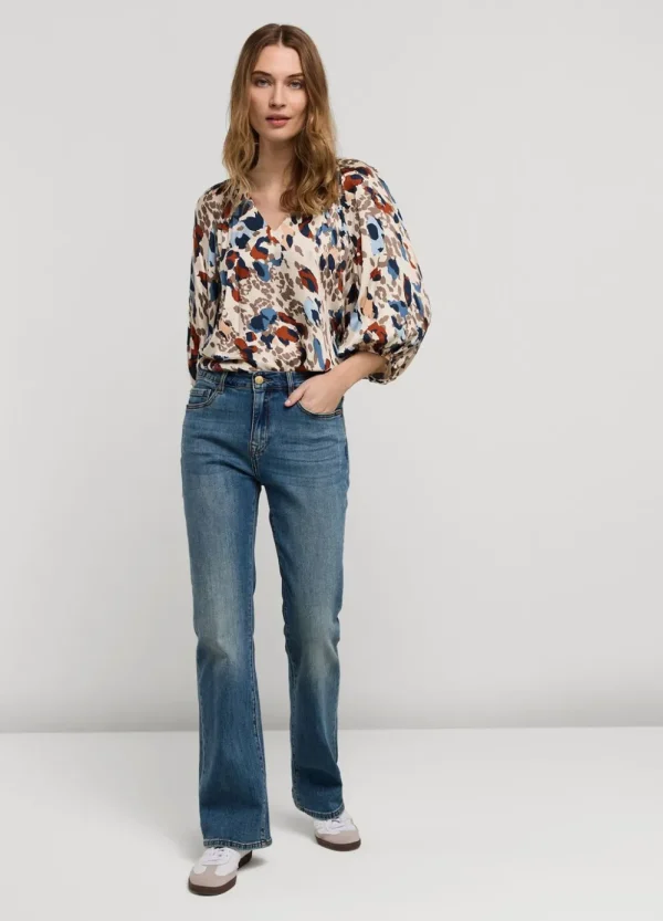 Vrouwen Summum Woman Tops & T-Shirts | Top V-Hals Camouflage Print