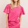 Vrouwen Summum Woman Tops & T-Shirts | T-Shirt Broderie Anglaise