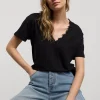 Vrouwen Summum Woman Tops & T-Shirts | V-Hals Top Met Kant