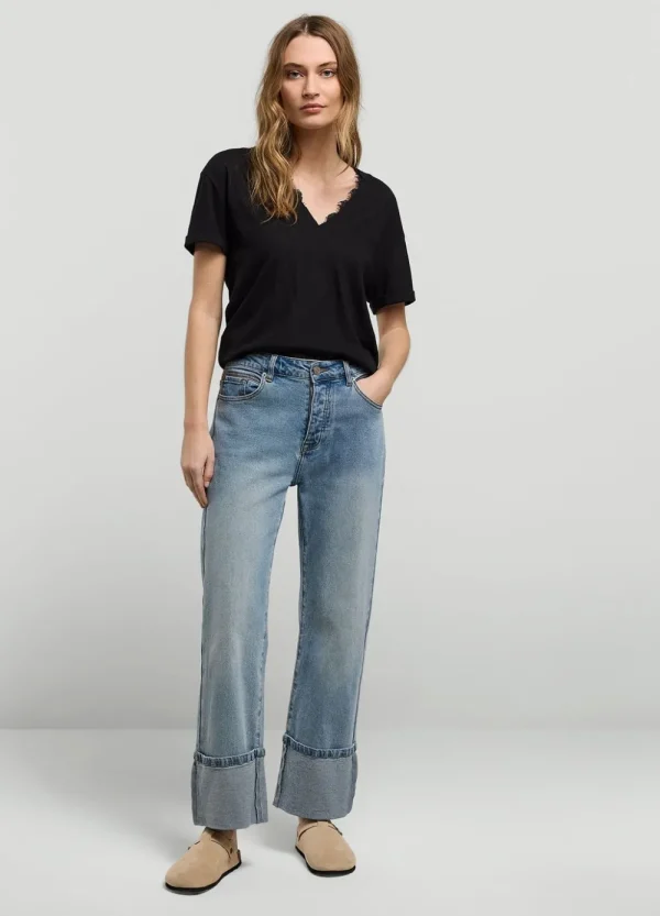 Vrouwen Summum Woman Tops & T-Shirts | V-Hals Top Met Kant