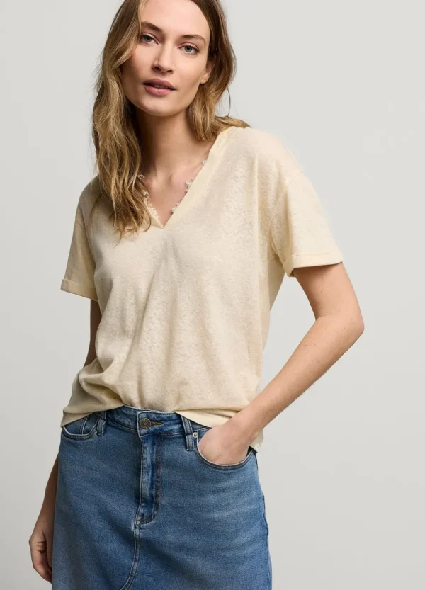 Vrouwen Summum Woman Tops & T-Shirts | V-Hals Top Met Kant