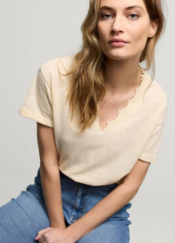 Vrouwen Summum Woman Tops & T-Shirts | V-Hals Top Met Kant