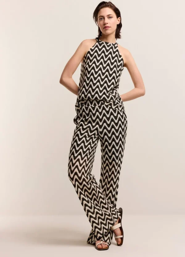 Vrouwen Summum Woman Broeken & Jumpsuits | Zigzag Broek Met Wijde Pijp